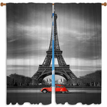 Tour Eiffel Et Voiture Rouge- Paris Window Curtains 28112133