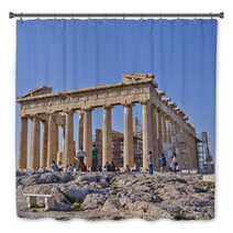 Tourists In Front Of Parthenon, Acropolis Athens, Greece Bath Decor 63086172