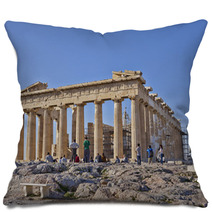 Tourists In Front Of Parthenon, Acropolis Athens, Greece Pillows 63086172