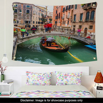 Tourists Travel On Gondolas At Canal Wall Art 67253211