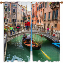 Tourists Travel On Gondolas At Canal Window Curtains 67253211