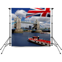 Tower Bridge With Flag Of England In London Backdrops 41642570
