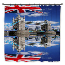 Tower Bridge With Flag Of England In London Bath Decor 41642137