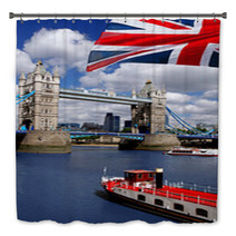 Tower Bridge With Flag Of England In London Bath Decor 41642570
