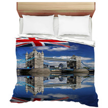 Tower Bridge With Flag Of England In London Bedding 41642137