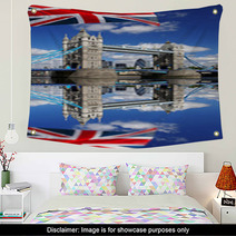 Tower Bridge With Flag Of England In London Wall Art 41642137