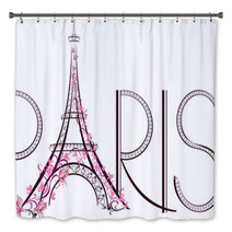 Tower Eiffel With Paris Lettering. Vector Illustration Bath Decor 61013432