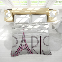 Tower Eiffel With Paris Lettering. Vector Illustration Bedding 61013432