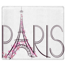 Tower Eiffel With Paris Lettering. Vector Illustration Rugs 61013432