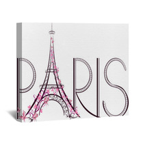 Tower Eiffel With Paris Lettering. Vector Illustration Wall Art 61013432