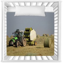 Tractor Collecting Haystack In The Field Nursery Decor 54481931