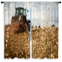 Tractor Ploughing Field Window Curtains 50663178