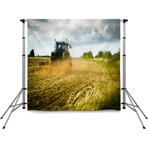 Tractor Ploughs Field Backdrops 49500204