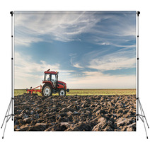 Tractor Plowing Field Backdrops 58117119