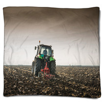 Tractor Plowing Field Blankets 57632446