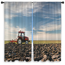 Tractor Plowing Field Window Curtains 58117119