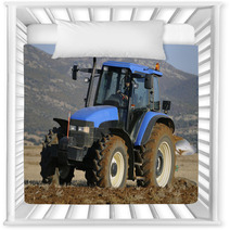 Tractor Plowing The Field On Mountains Nursery Decor 51509437