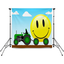 Tractor Pulling A Huge Smiley Face Backdrops 13098848