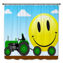 Tractor Pulling A Huge Smiley Face Bath Decor 13098848