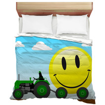 Tractor Pulling A Huge Smiley Face Bedding 13098848