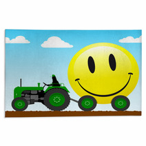 Tractor Pulling A Huge Smiley Face Rugs 13098848