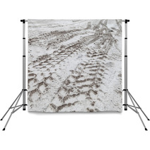Tractor Tire Tracks Pattern On Sandy Ground Backdrops 139415512