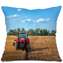 Tractors Working On Field Pillows 26526407