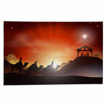 Traditional Christmas Nativity Scene Rugs 39422202