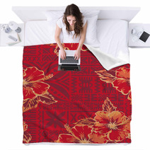 Traditional Hawaiian Wallpaper  Vector Seamless Pattern Blankets 52296602