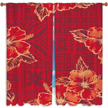 Traditional Hawaiian Wallpaper  Vector Seamless Pattern Window Curtains 52296602