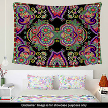 Traditional Ornamental Floral Paisley Bandanna Wall Art 68412675