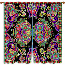 Traditional Ornamental Floral Paisley Bandanna Window Curtains 68412675