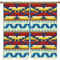 Traditional Pattern In Native American Style Window Curtains 39176134