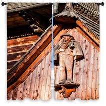 Traditional Polish Wooden Hut From Zakopane, Poland. Window Curtains 58481766
