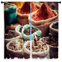 Traditional Spices Market In India. Window Curtains 57662762