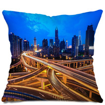 Traffic Through Modern City Pillows 54587120