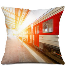 Train At Station In Vilnius Pillows 53974047