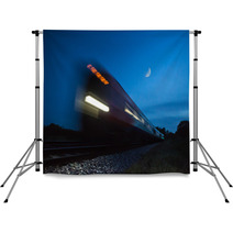 Train Speeding Passed In Blur At Night Backdrops 64827814