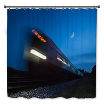 Train Speeding Passed In Blur At Night Bath Decor 64827814