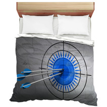 Travel Concept: Arrows In Sun Target On Wall Background Bedding 59960471