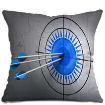 Travel Concept: Arrows In Sun Target On Wall Background Pillows 59960471