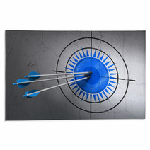 Travel Concept: Arrows In Sun Target On Wall Background Rugs 59960471
