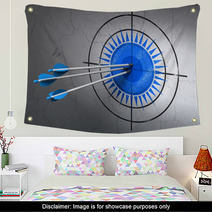 Travel Concept: Arrows In Sun Target On Wall Background Wall Art 59960471