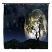 Tree And Moon Background Bath Decor 55476962