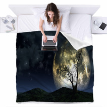 Tree And Moon Background Blankets 55476962