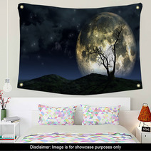 Tree And Moon Background Wall Art 55476962