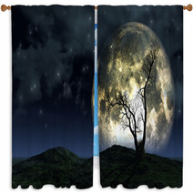 Tree And Moon Background Window Curtains 55476962