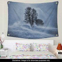 Tree In Snow Blizzard Wall Art 61574750