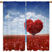 Tree In The Shape Of Heart, Valentines Day Background, Window Curtains 48561229