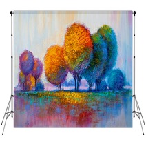 Trees Oil Painting Artistic Background Backdrops 213841942